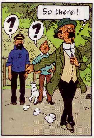 Tintin's expression is priceless.