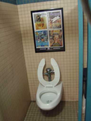 Nice ads. I would consider putting them about four feet lower and a few more inches from the wall, though.