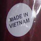 This sticker. This sticker was made in Vietnam.