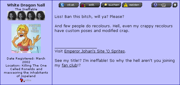 You mean beside that you're a stupid tunabrain?