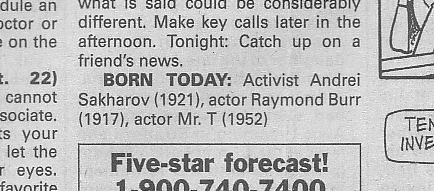 Yes, 'famous birthdays' shares a page with comics and horoscopes. Yes, 'famous birthdays' shares a page with comics and horoscopes.